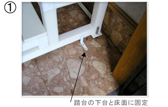 踏み台の下台と床面に固定